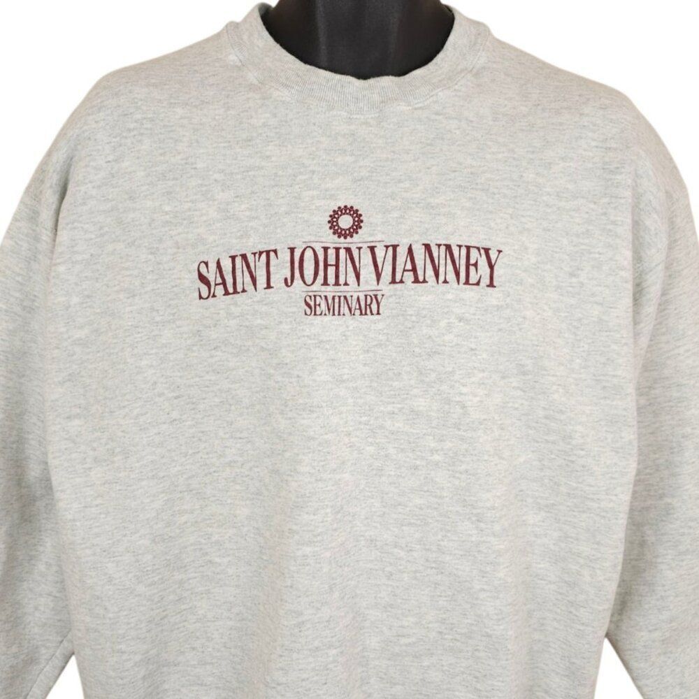 Vintage Saint John Vianney Seminary Sweatshirt Mens Size Large Gray 90s Catholic